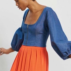 Mara Hoffman Edda Denim Zip Crop Top